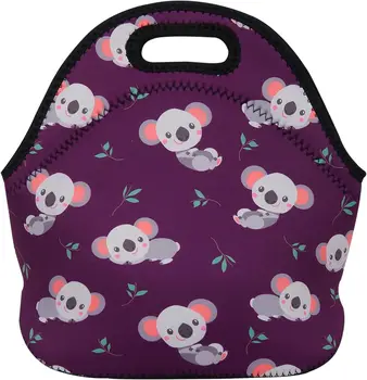 Violet Mist Женская Милая Многоразовая Неопреновая сумка для ланча Изолированный Ланч-бокс с мультяшным животным Koala Thermal Lunch Tote Bag Водонепроницаемый