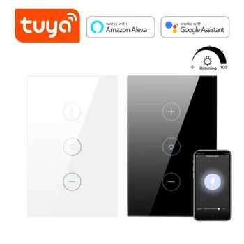 Беспроводной смарт-переключатель Wi-Fi Tuya Smart Life LED Light Переключатель сенсорного датчика, Диммер, Голосовое дистанционное управление для Alexa/Google Home