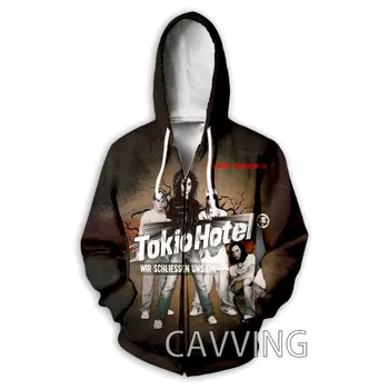 Новые модные толстовки с 3D принтом Tokio Hotel Rock на молнии, толстовки с капюшоном на молнии, толстовки в стиле харадзюку, толстовки в стиле хип-хоп