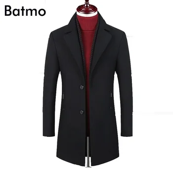 BATMO 2024, новое поступление, зимний высококачественный шерстяной утепленный тренч для мужчин, мужские черные куртки, большие размеры M-6XL, 1828