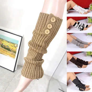 Женская грелка для ног Lolita из рубчатого трикотажа, однотонные носки, чехол для ног Harajuku, Чехол для ног, кружевные носки, манжеты для ботинок JK, Леггинсы, чулок