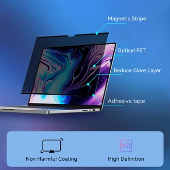 Подходит для различных моделей Магнитной защитной пленки от подглядывания Для MacBook Air размером 15,3 дюйма, 13,6 дюйма, 13,3 дюйма