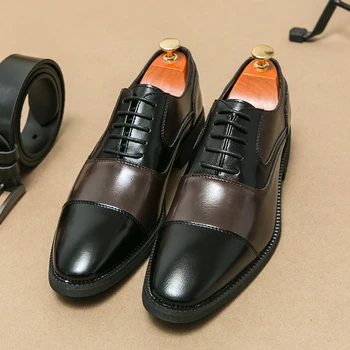 Подходящая по цвету Мужская повседневная обувь 2023 года, Кожаная мужская обувь на шнуровке, Стильные Оксфорды, Мужская Удобная деловая обувь, Мужская обувь