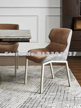 Итальянский легкий роскошный обеденный стул в скандинавском стиле, домашний чистый красный стул, современный минималистичный рабочий стул из алюминиевого сплава с кованой спинкой.