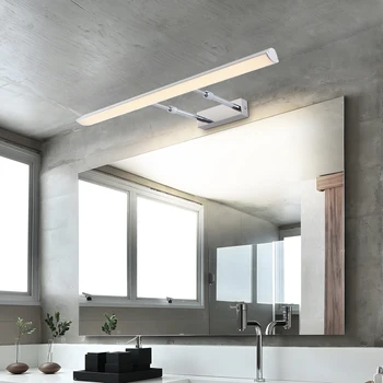 Светодиодный настенный светильник MantoLite для ванной комнаты 12 Вт, 60 см, зеркальный светильник для макияжа, водонепроницаемая функциональность, матовый серебристый вращающийся настенный светильник
