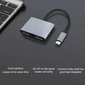 2021 Новый USB-КОНЦЕНТРАТОР Type C, совместимый с двухэкранным дисплеем, разветвитель, видео конвертер, удобное простое управление