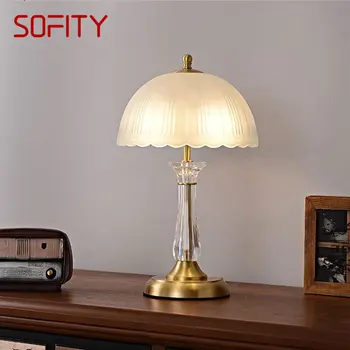Современная латунная настольная лампа SOFITY, креативная светодиодная роскошная модная настольная лампа из хрустальной меди для декора дома, гостиной, спальни.