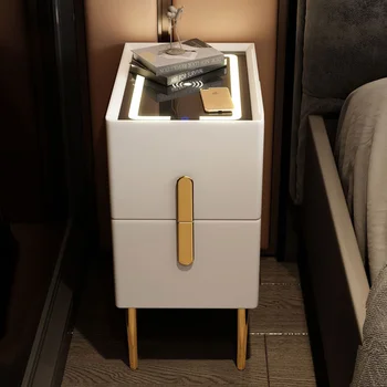 Умная прикроватная тумбочка В спальне в современном стиле, мини-тумбочки с беспроводной зарядкой, динамик Bluetooth, Многофункциональный боковой шкаф