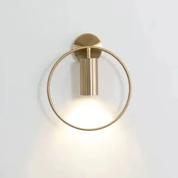 Скандинавский настенный светильник, простой и роскошный, прикроватные точечные светильники, гостиная в стиле постмодерн, прихожая отеля, золотой круг