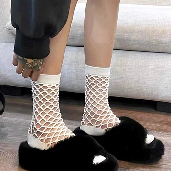 1 пара женских носков на щиколотке Для девочек, Летние Полые носки в сеточку, женские сетчатые Повседневные Сексуальные Высокие носки