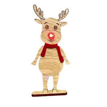 Рождественские Деревянные украшения в виде гнома, Светящийся нос, Украшения Rudolph для столовой, кухни Кофейни.