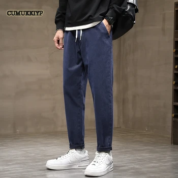 Мужские плотные осенне-зимние повседневные брюки CUMUKKIYP, джинсовые прямые брюки свободного кроя, стильные и универсальные брюки с девятью точками.