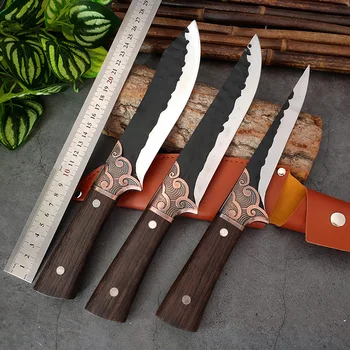 Кухонные ножи с пластиковой ручкой, разделочный нож для мясника, нож для нарезки мяса, говядины, рыбы, нож для шеф-повара, уличный нож из нержавеющей стали