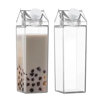 Прозрачная бутылка из-под молока, Портативный Квадратный кувшин для грудного молока, 2 шт., запечатанная Квадратная бутылка для молока, стакан для сока для занятий спортом на открытом воздухе