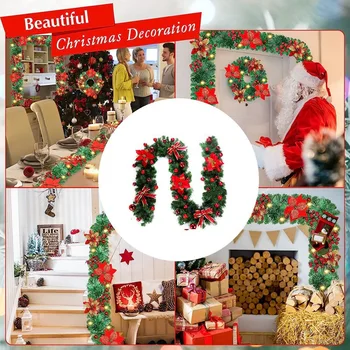 Цельнокроеное платье, рождественские украшения в виде гирлянды длиной 9 футов с ягодами и сосновыми шишками для входной двери, Зеленый + красный