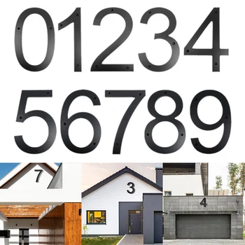 10-дюймовые плавающие номера домов, Современные номерные знаки на двери, Очень большой черный адрес квартиры и табличка почтового ящика 0-9