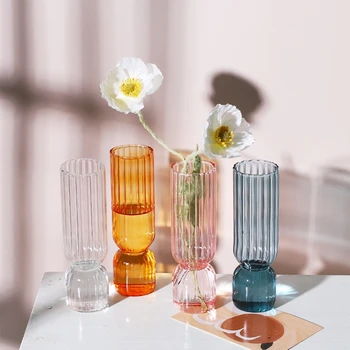 Стеклянная ваза в скандинавском стиле для декора гостиной, Гидропонное растение, прозрачные вазы для цветов, декоративная Стеклянная столешница