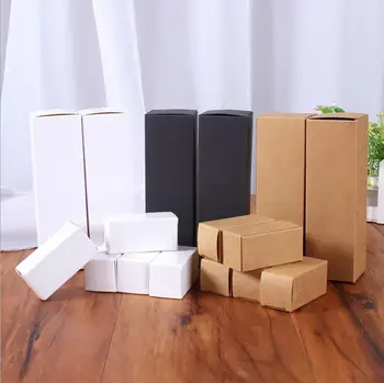 100шт Черно-белая Упаковочная коробка из Крафт-бумаги, Пустая Картонная коробка для губной помады, Упаковка флакона духов, Косметическая Подарочная коробка