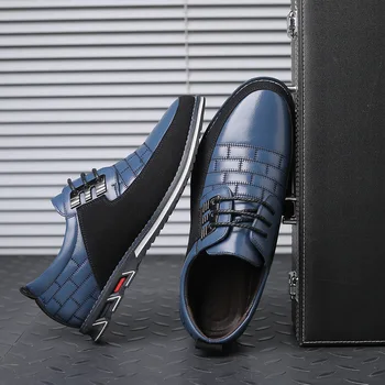 Мужская кожаная обувь, осенняя мужская повседневная обувь, Дышащие легкие черные кроссовки, обувь для вождения, деловые мужские туфли с острым носком
