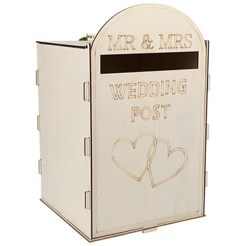 Деревянная коробка для открыток, подарочный держатель для почтового ящика в деревенском стиле, украшения для рукоделия, свадебные принадлежности (с ключом)