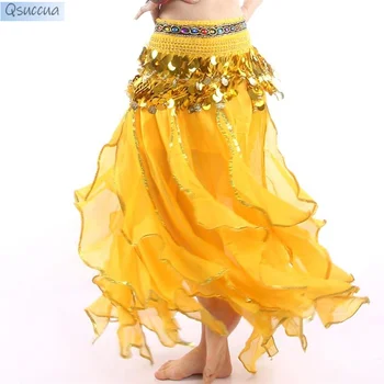Шифоновая юбка с разрезом для танца живота, юбка для занятий танцами с бусинами, юбка для танцев