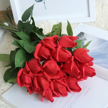 Искусственные розы, букет из искусственных шелковых растений с длинными ветвями для свадьбы, украшение стола в домашней комнате, аксессуар для венка