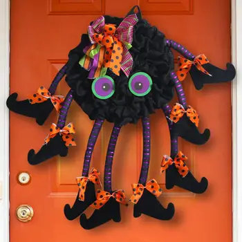 Подвесное украшение на дверь в виде паука на Хэллоуин с бантиками, Мультяшный Настенный декор в виде паука на нескольких ножках, Реквизит для вечеринки