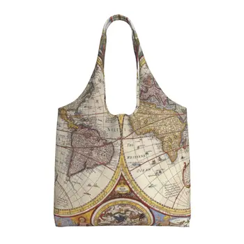 География Карта мира Многоразовые сумки для покупок, складная, моющаяся сумка для покупок с чехлом