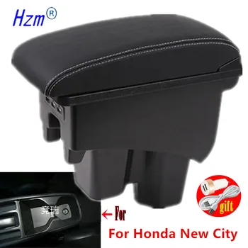 Для Honda New City Подлокотник коробка Для Honda New City Подлокотник коробка USB Зарядка Аксессуары для интерьера двухслойная центральная коробка для хранения