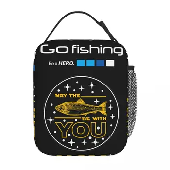 Подарок Рыбаку для рыбалки, термоизолированная сумка для ланча, Офисный контейнер для ланча May the Fish Be with You, охладитель, термальная коробка для еды