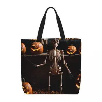 Новая индивидуальная сумка в виде черепа и тыквы на Хэллоуин, удобная сумка для покупок, трендовая женская одежда для покупок