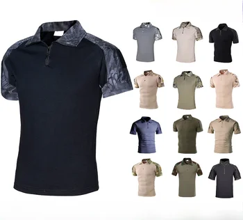 Военная форма, мужская боевая рубашка, тактическая рубашка с коротким рукавом, дышащая полицейская форма с несколькими камерами, мужская одежда, военная футболка