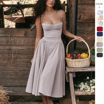 Летняя юбка Новое Французское винтажное длинное платье в придворном стиле с ремешком для девочек