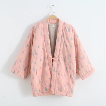 Куртка Hanten, женское японское кимоно, традиционная одежда, Зимняя теплая одежда, пижамы, домашняя одежда, хлопковое пальто, топы, женские
