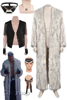 Сумка-фантазия для косплея Кена, меховое длинное пальто, Черная куртка, жилет, повязка на голову, маскировочный костюм Барбея из фильма 2023 года, Фантазийные наряды для взрослых мужчин