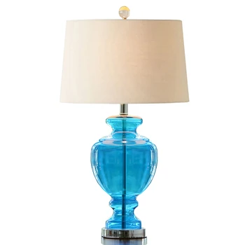 Современная креативная настольная лампа из синего стекла в средиземноморском стиле для гостиничного клуба дизайнерская модель прикроватной тумбочки для спальни