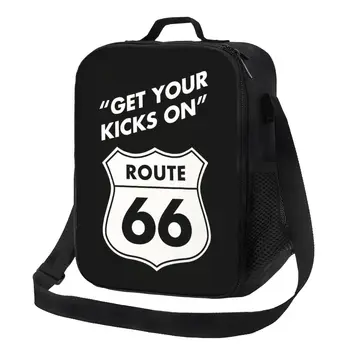 Получите удовольствие от портативных ланч-боксов Route 66, герметичных, охладитель для автомобильных дорог США, сумка для ланча с тепловой изоляцией для еды, детская школьная