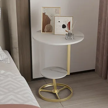Легкий роскошный приставной столик Диван в гостиной, журнальный столик, Двухслойный Маленький круглый столик, прикроватная тумбочка, креативная мебель для дома