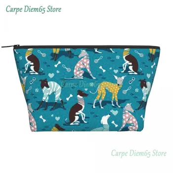 Изготовленная на Заказ Сумка Для Туалетных Принадлежностей Greyhound Dogwalk Для Женщин Whippet Sihhound Dog Макияж Косметический Органайзер Lady Beauty Storage Dopp Kit Box