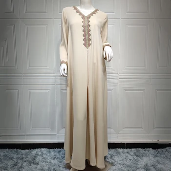 Осенние мусульманские женские платья Ближнего Востока, модные кружевные платья в этническом стиле, облегающее платье с широкими рукавами, Турция, ислам, арабские вечерние халаты с V-образным вырезом