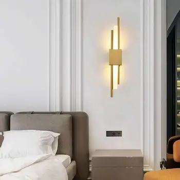 Simig lighting new nordic luxury art deco led gold бра для спальни со стороны кровати современная трубка настенные светильники для гостиной железо + мрамор