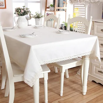 Скатерть из полиэстера и льна с кружевным краем, прямоугольные кисточки, пылезащитное покрытие стола, для кухонного обеденного стола, домашний декор