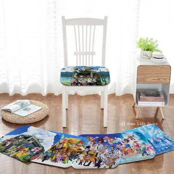 Аниме-подушка Digimon, коврик из европейской ткани, Нескользящая подушка для гостиной, Студенческий стул, Татами, Офисные подушки, домашний декор