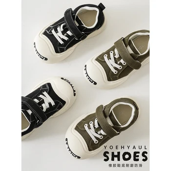 Повседневная парусиновая обувь для мальчиков, осенняя новая детская красивая обувь с надписью