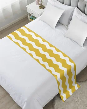 Желтый пульсация полосы волны покрывала кровать Бегун кровать флаг шарф для дома отель украшения постельные принадлежности Один королева король покрывало