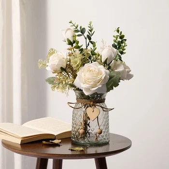 Белая роза, альбом для вырезок из искусственных цветов, Подсолнух, Рождественская ваза для букета на свадьбу, украшение для дома на День Святого Валентина