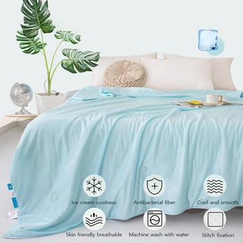 Летнее стеганое одеяло с двусторонним охлаждением, легкое шелковистое стеганое одеяло с кондиционером, приятное для кожи, дышащее одеяло, охлаждающие одеяла