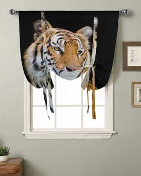 Лесное животное Тигр Оконная занавеска для гостиной Римские шторы для кухни Кафе Короткие шторы на завязках