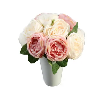 Искусственные цветы из розового шелка, Весенние цветы в саду с 5 цветочными головками, искусственные цветы для украшения, искусственные цветы на кладбище