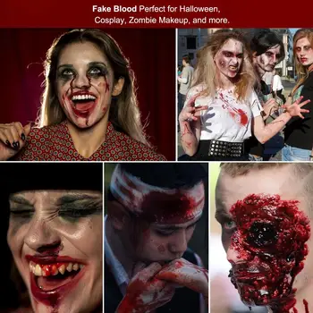 Легко наносится поддельная кровь, реалистично моющаяся Поддельная кровь на Хэллоуин для косплея, эффекты ран, 50 г плазмы, варианты макияжа на Хэллоуин